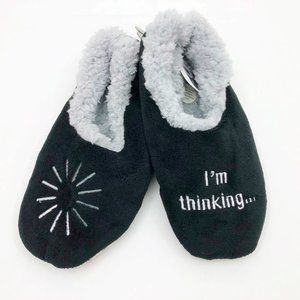 NWT Snoozies Men's Slippers I'm Thinking Large 11/12 Black